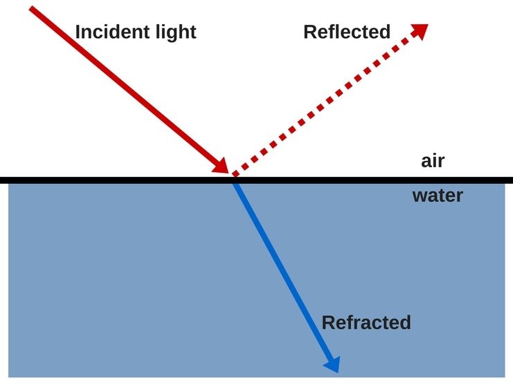 light reflection refraction through water