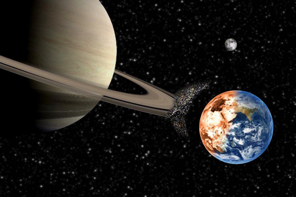 Saturn crashing into earth