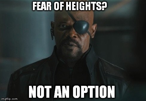 fear of heights not an option meme