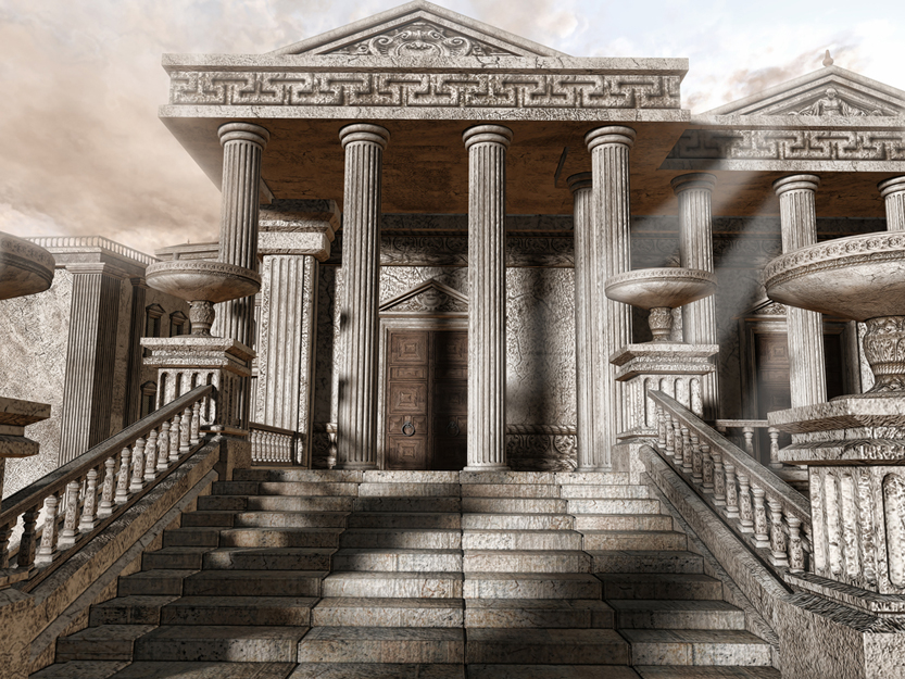 Ancient Greek temple with stairs and columns(Unholy Vault Designs)S