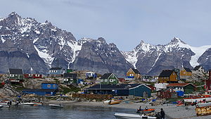 Ukkisissat, one of Greenland's villages. Population: 170. And rapidly decreasing. Source: Wikipedia 