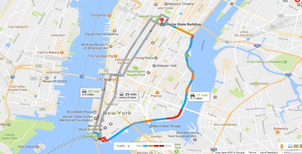 Google Traffic map Boston to Manhattan1