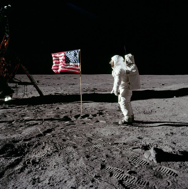 aldrin salutes the US flag