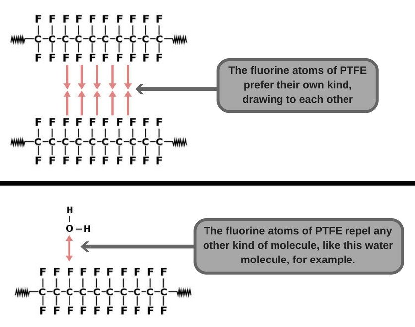 PTFE cohesive and adhesive forces