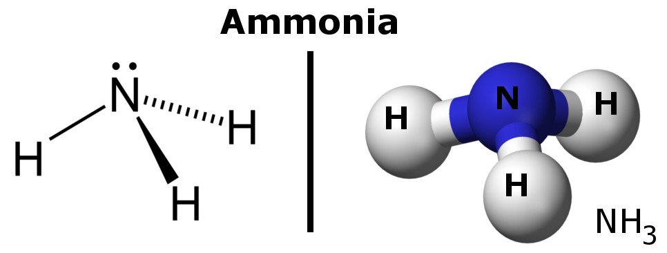 Ammonia molecules diagram