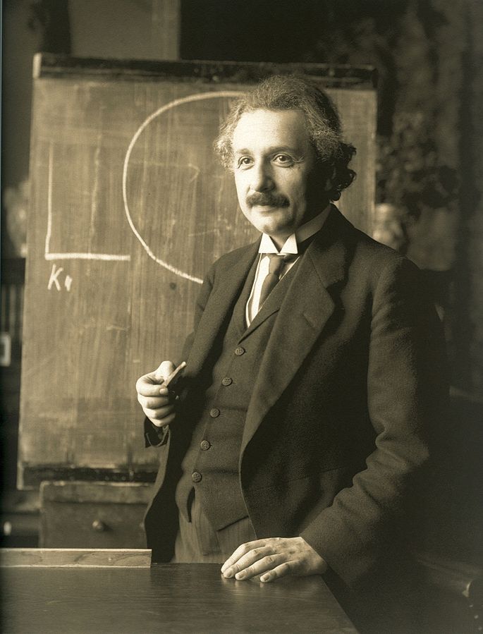 Albert Einstein during a lecture in Vienna in 1921