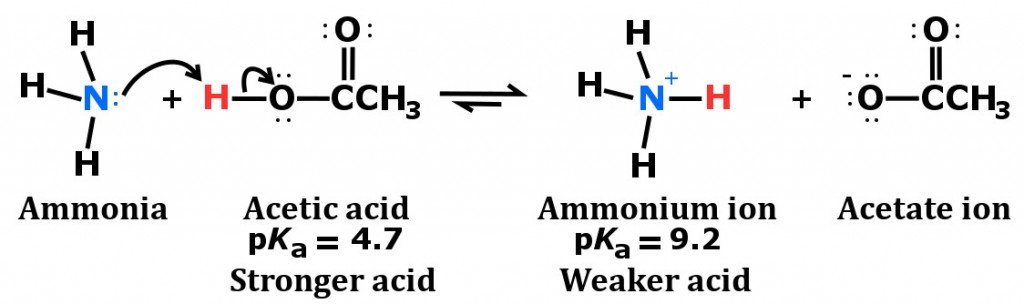 Ammonia plus acetic acid reaction