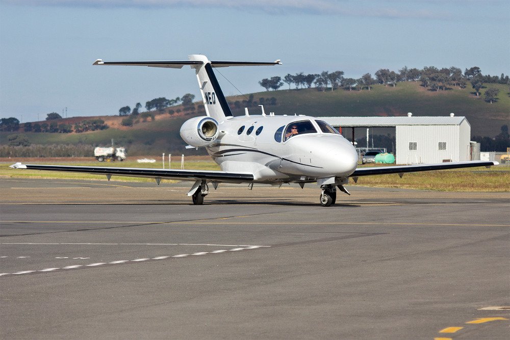 Skypac Aviation (VH-NEQ) Cessna 510 Citation Mustang taxiing at Wagga Wagga Airport