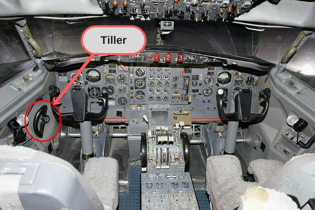 Tiller in cockpit