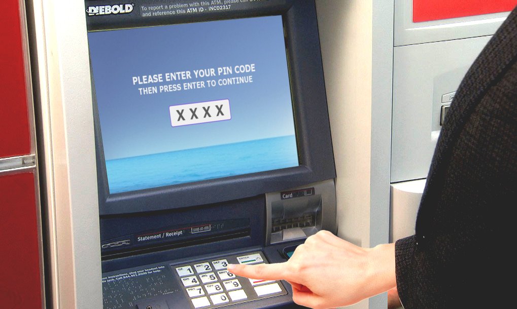ATM Machine PIN code entering in machine