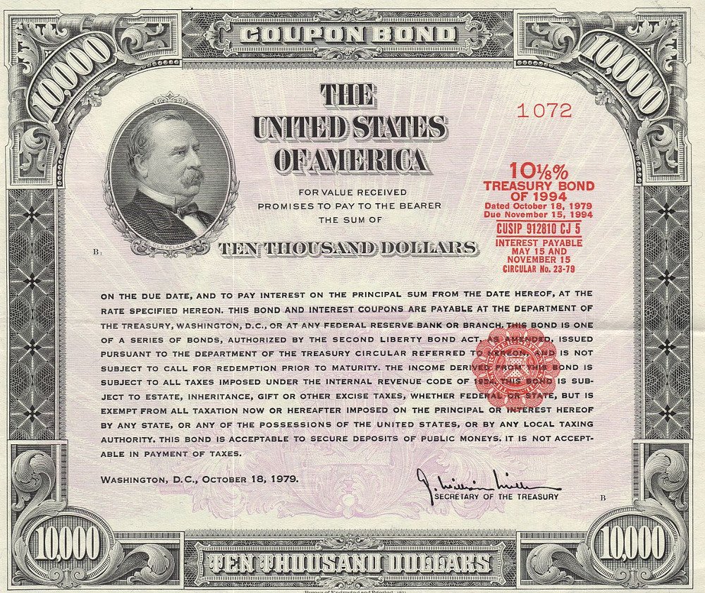 1979 $10,000 Treasury Bond