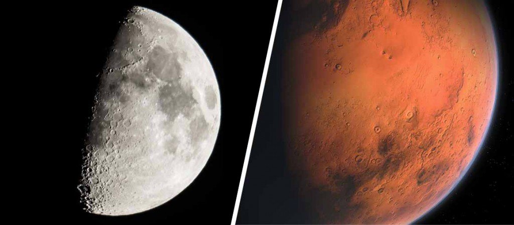Moon & Mars Closeup