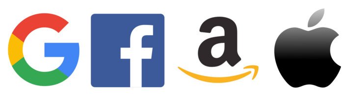 The four google facebook amazon apple logo's
