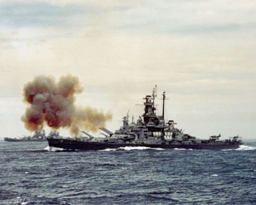 USS Indiana bombarding Kamaishi 14 July 1945