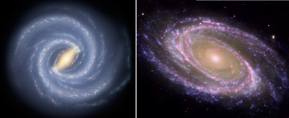 Milky Way galaxy vs Messier 81 galaxy