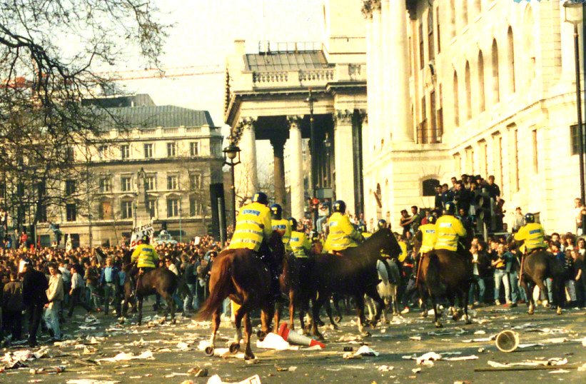 Poll Tax Riot 31st Mar 1990 Trafalger Square - Horse Charge