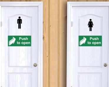 Toilet door men & woman push to open