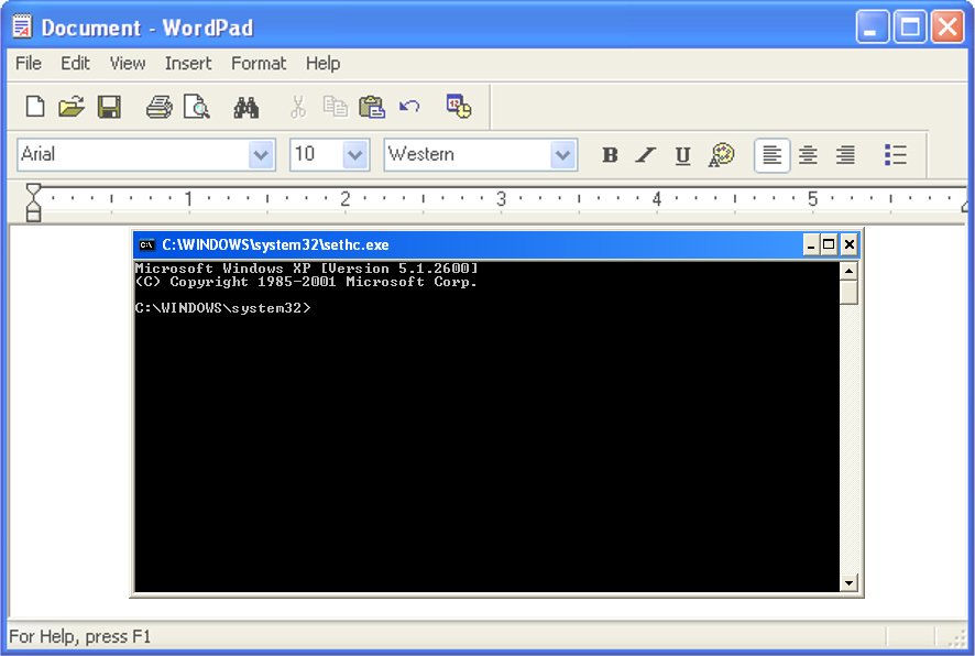 windows xp and command prompt screenshot