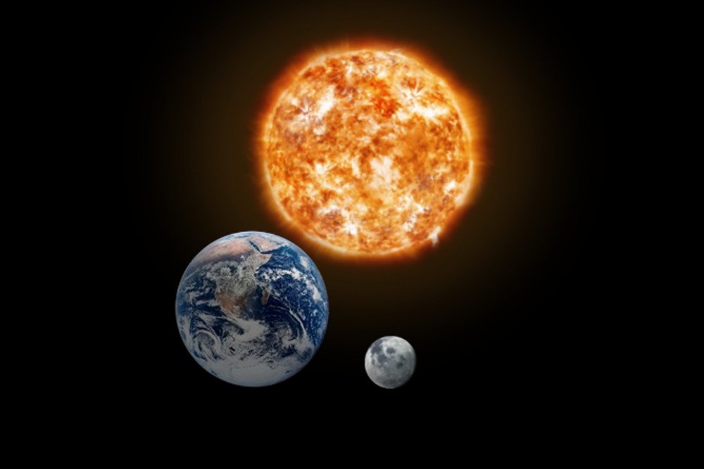 earth sun moon space universe gravity