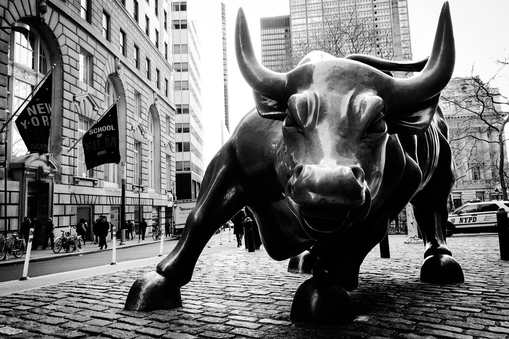 charging bull, wall street bull, new york, bull statue