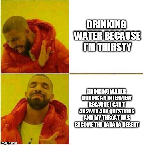 Drinking water because im thirsty drake meme