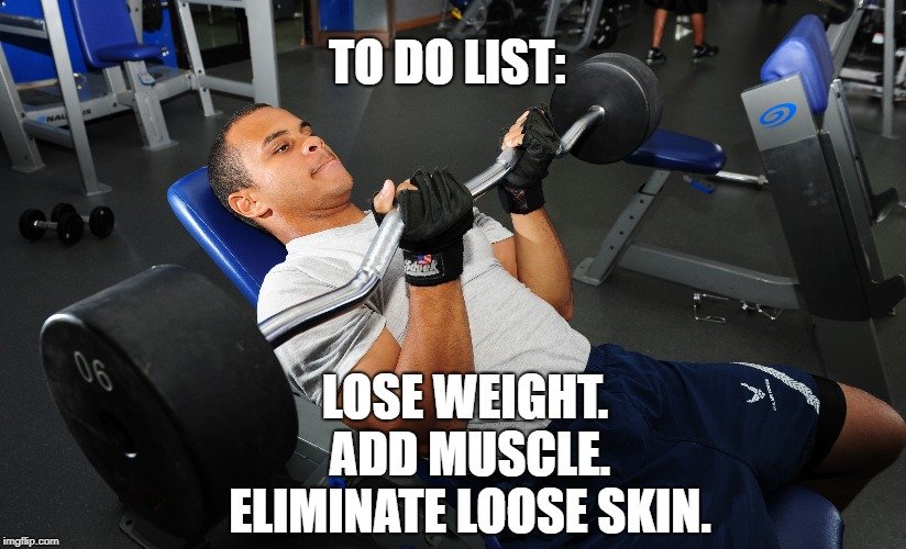 Lose weight. Add muscle. Eliminate loose skin meme