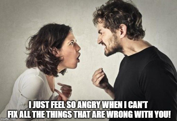 I just feel so angry when I can't fix all the things that are wrong with you meme