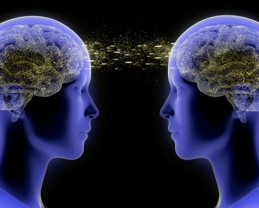Digital render illustration of two people performing telepathy while looking at each other - Illustration( Sanja Karin Music)s