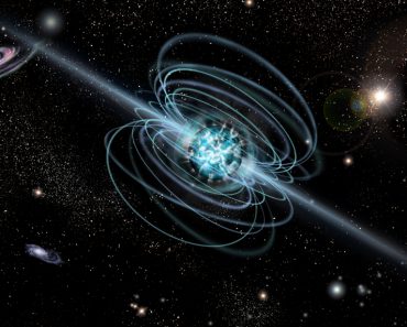 Magnetar neutron star with high magnetic field in a deep space. Artist's conception Illustration(orin)s