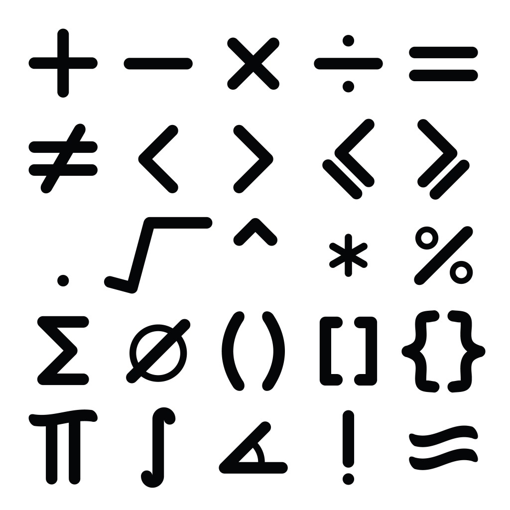 Black mathematical symbol icon set on white background - Vector(Bankrx)s