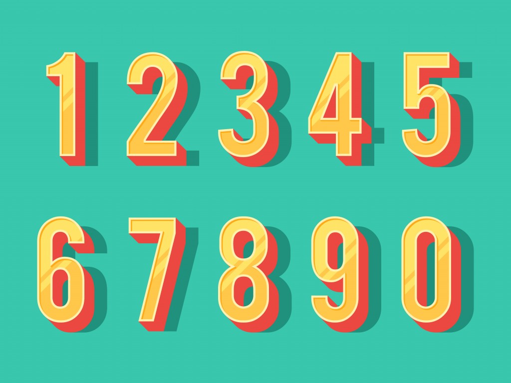 Numbers colourful set in vintage style. Vector elements illustration template for web design or greeting card - Vector(EgudinKa)S