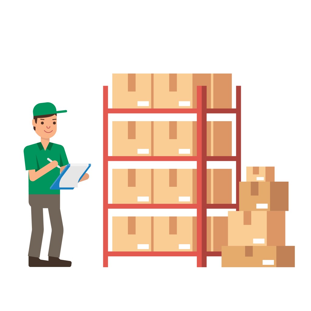Warehouse Inventory and delivery workers Modern flat style vector illustration isolated on white background - Vector(nanmulti)S