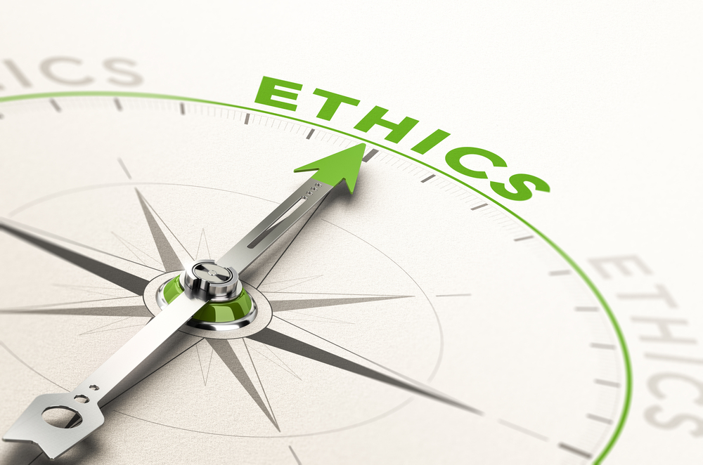 compass with needle pointing the word ethics. Conceptual 3d illustration of business integrity and moral - Illustration( Olivier Le Moal)s