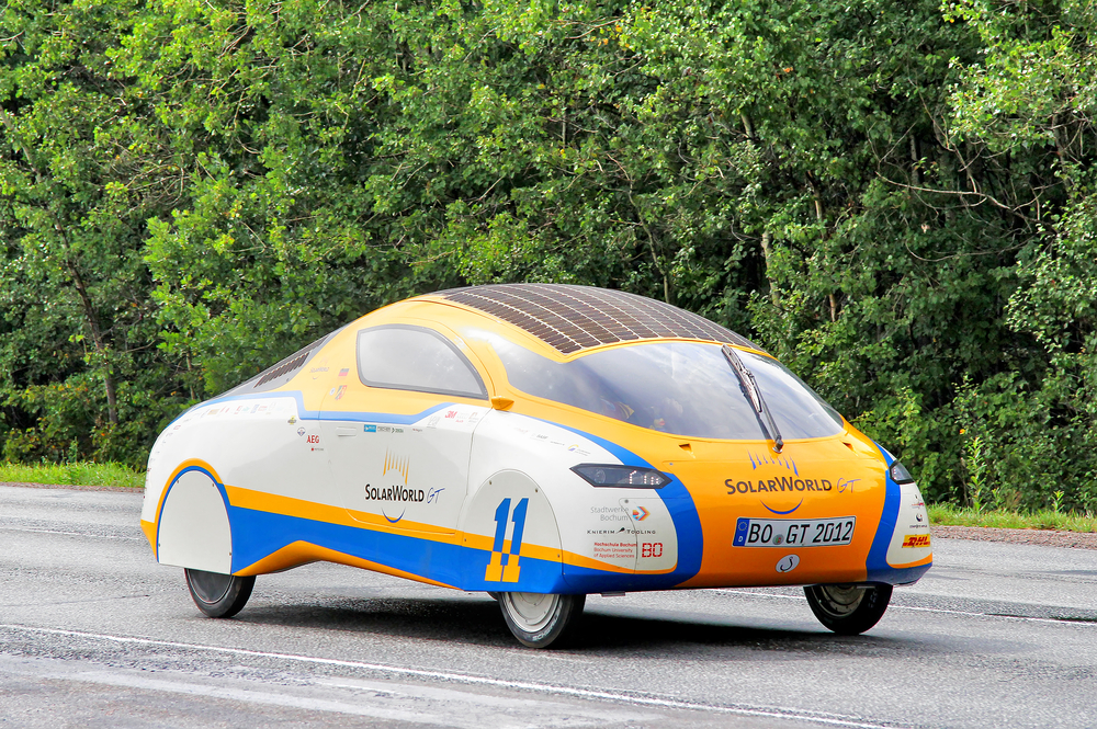JULY 24, 2012 Solar car SolarWorld GT takes part at the first around-the-world solar car journey.( Art Konovalov)S