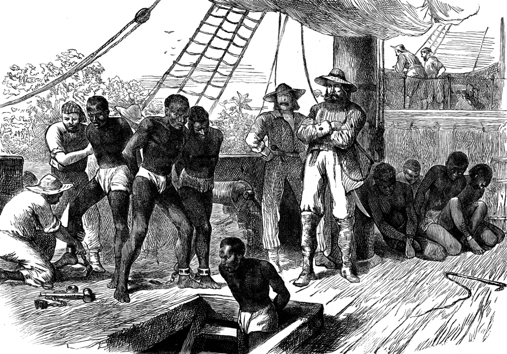Slavery in Africa. The Treaty, vintage engraved illustration( Morphart Creation)s