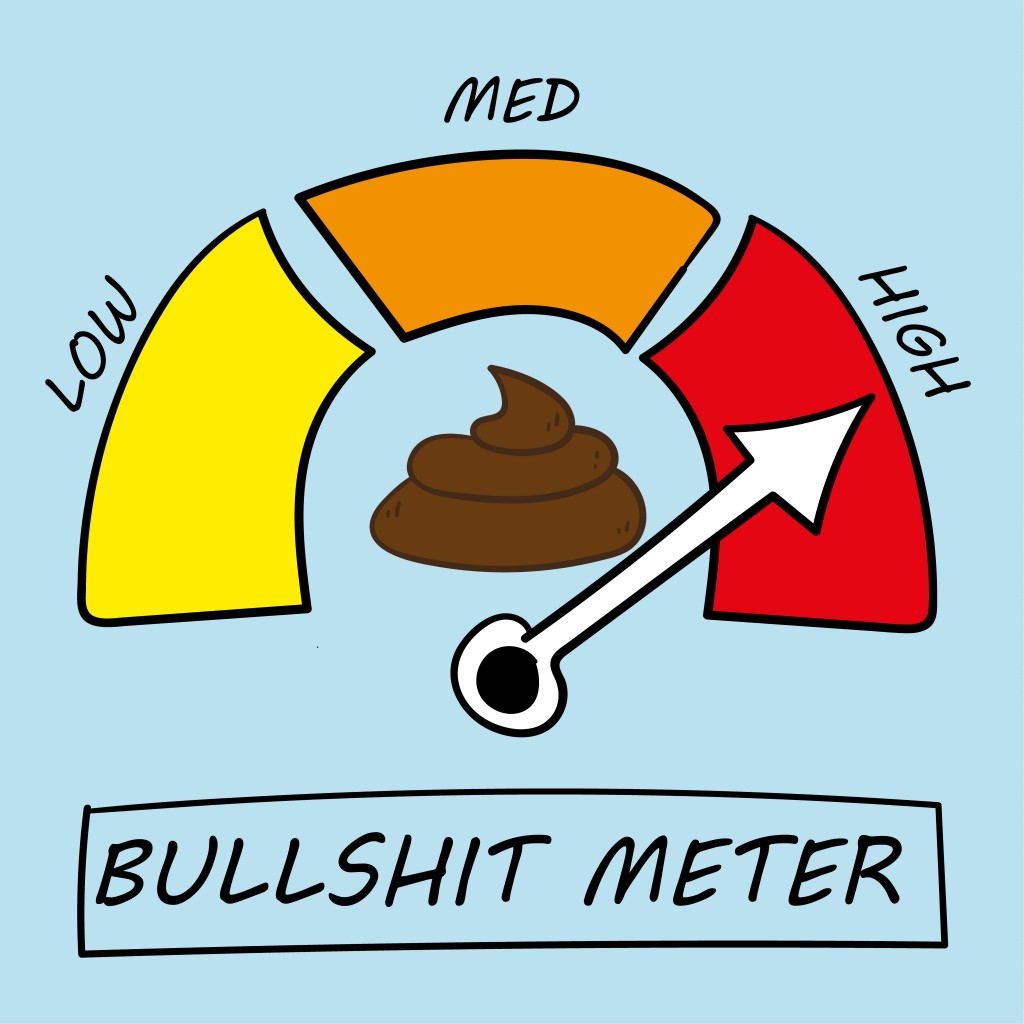Vector illustration of a meter detecting levels of bullshit at low, medium or high - Vector(Thinglass)s