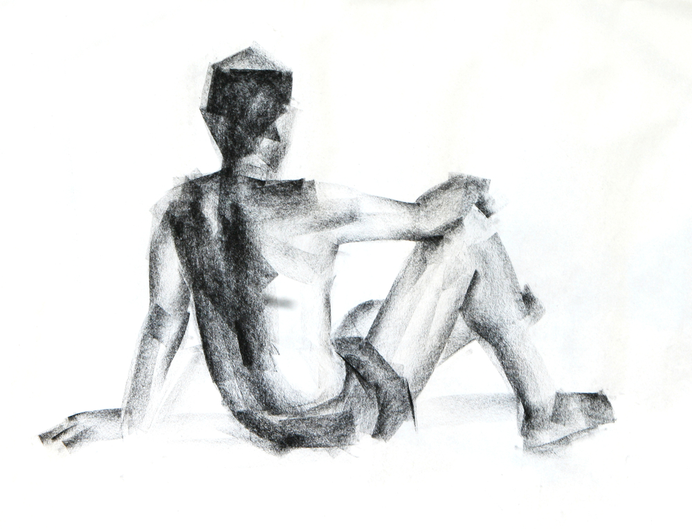 backside of human charcoal drawing - Image(phloxii)S