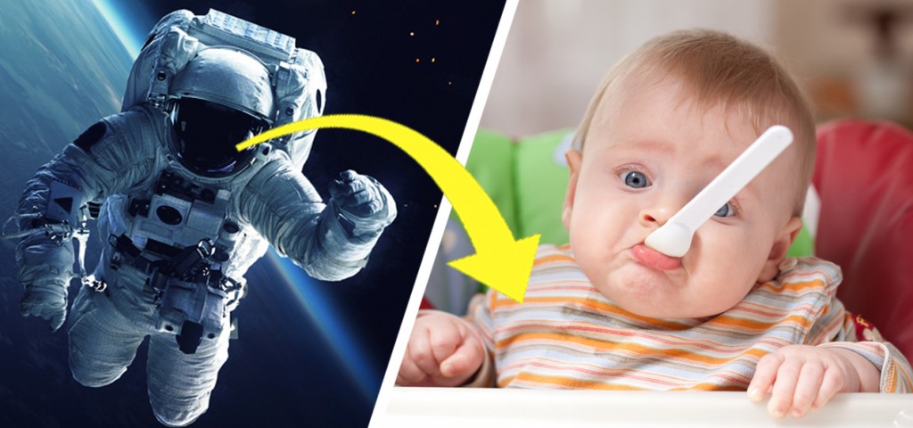 space walk and baby eating