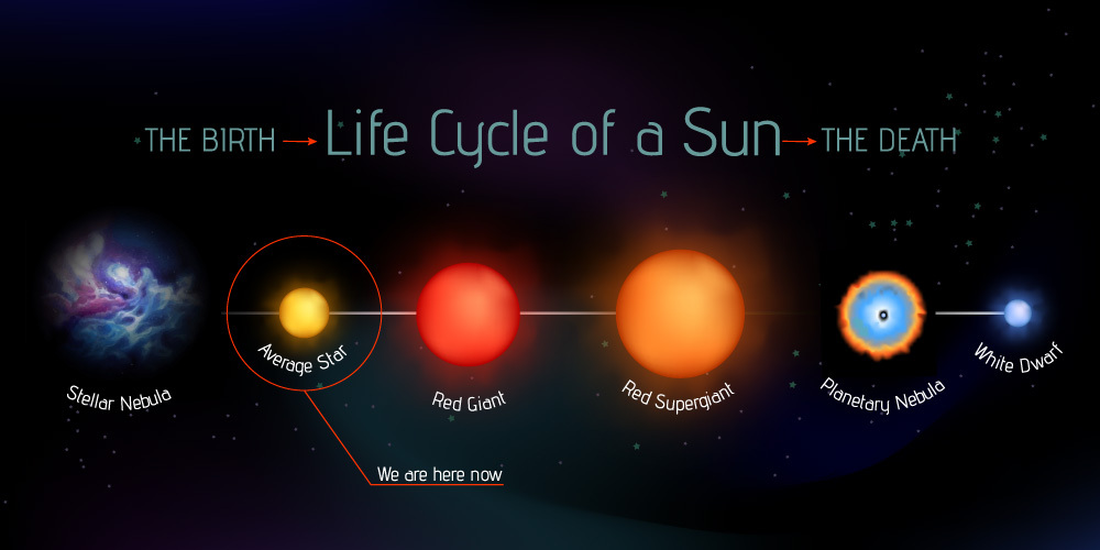 stages of sun life cycle from birth to the death. Fully editable, made of gradient meshes(Marusya Chaika)S