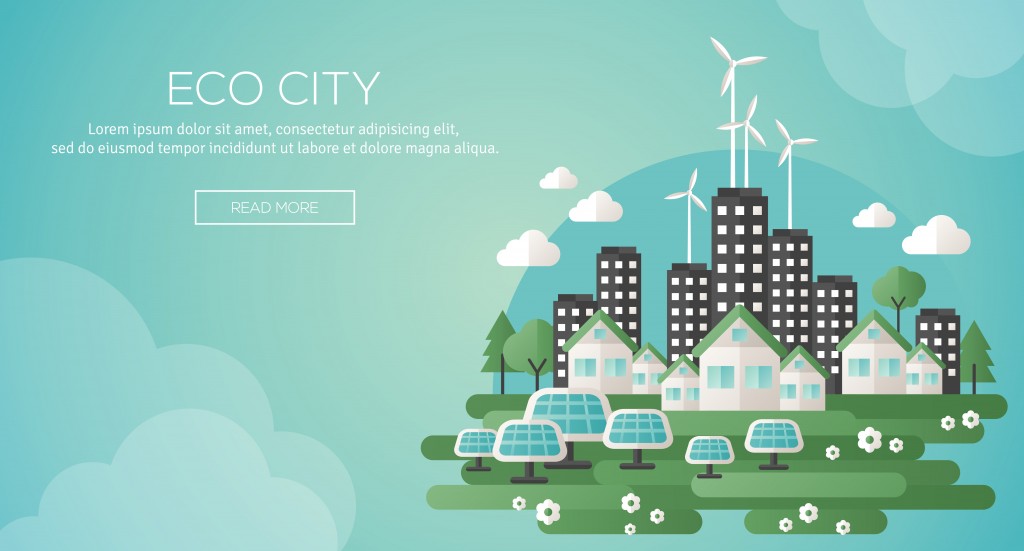 Green eco city and sustainable architecture banner(kotoffei)s