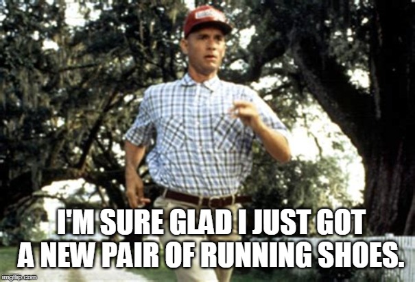 i'm sure glad i just got a new pair of running shoes meme