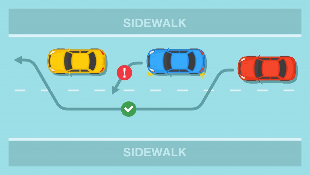 Driving a car. Overtaking or passing rules on the road. Safety drive( Flat vectors)s