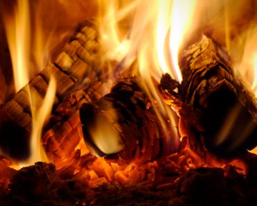 crest of flame on burning wood in fireplace(Sinelev)s