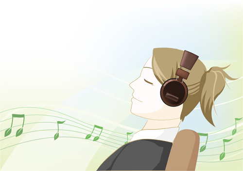 girl listening to music with an earphone(cglandmark)s