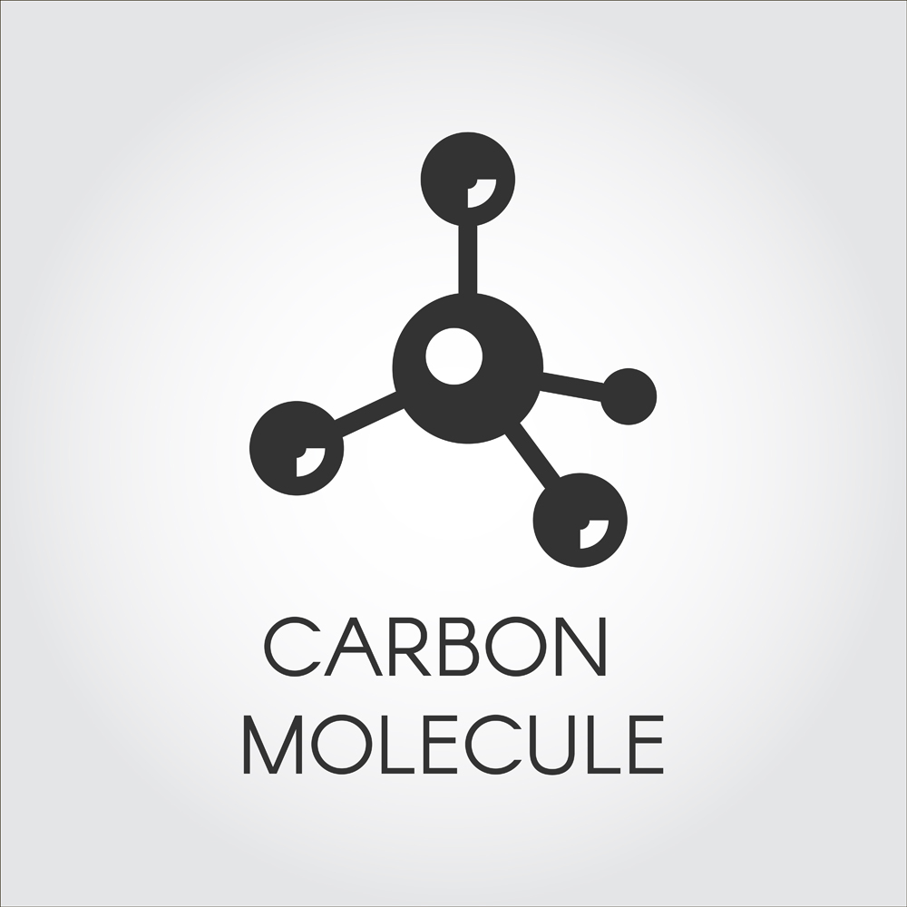 Black icon in flat style of carbon molecules(FishCoolish)s
