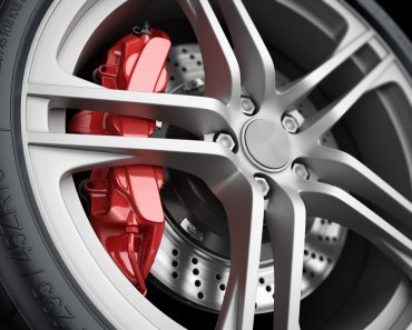 Car wheel and brake system. Red caliper, sport tire(Oleksandr_Delyk)s
