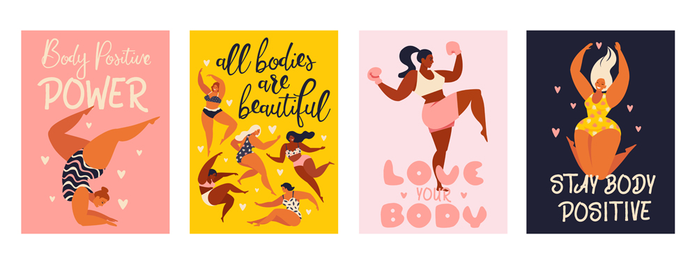 Feminism body positive vertical cards with love to own figure(Angelina Bambina)s