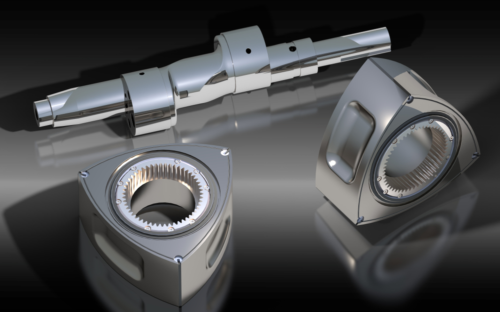 The parts from Wankel engine. 3D rendering(Jurgis Mankauskas)s