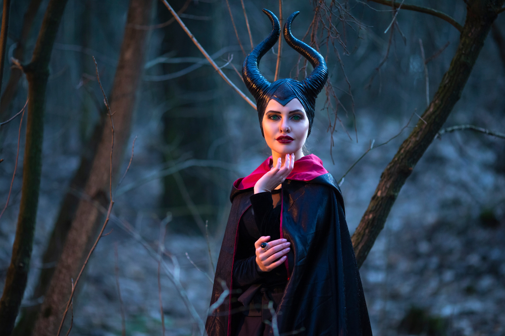 Maleficent Woman with Horns Posing in Spring Empty Forest(Dmitry Morgan)s