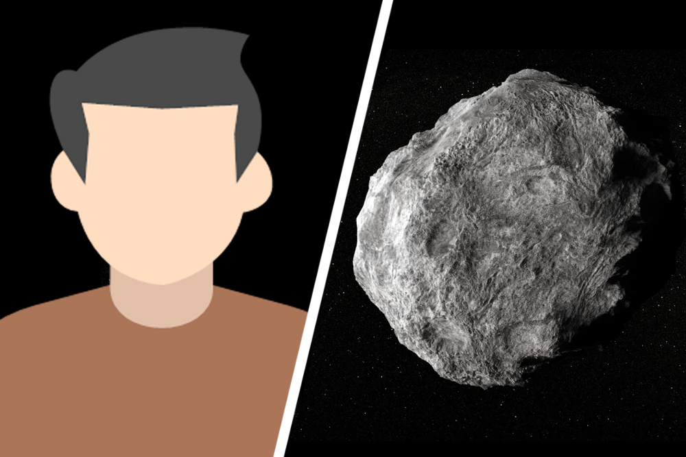 man and asteroid
